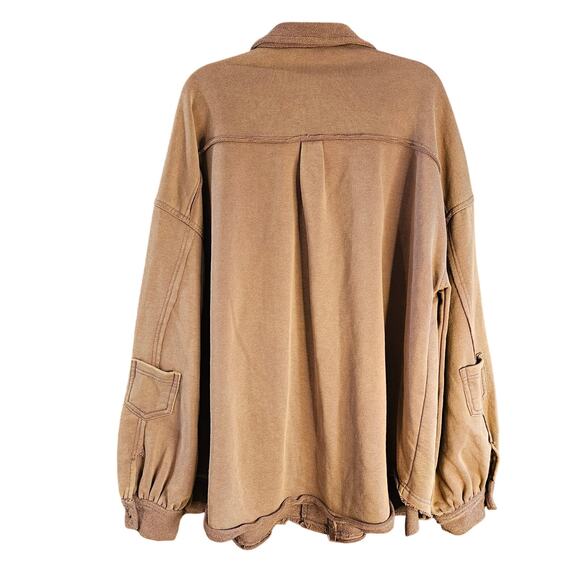 POL Camel Brown Button Front Fall Western Knit Shacket Jacket Plus 2XL Casual - Picture 3 of 8